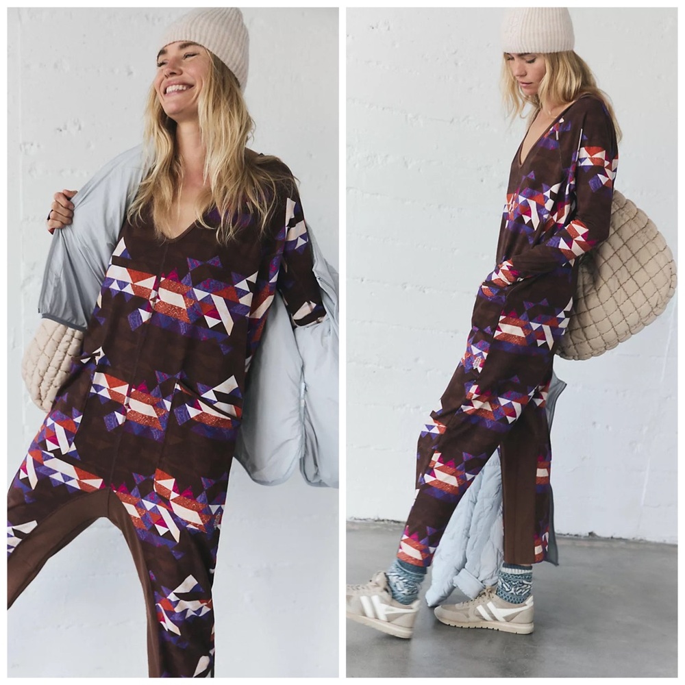 Hot Shot Long Sleeve Printed Onesie Geometric Print S - Picture 2 of 8